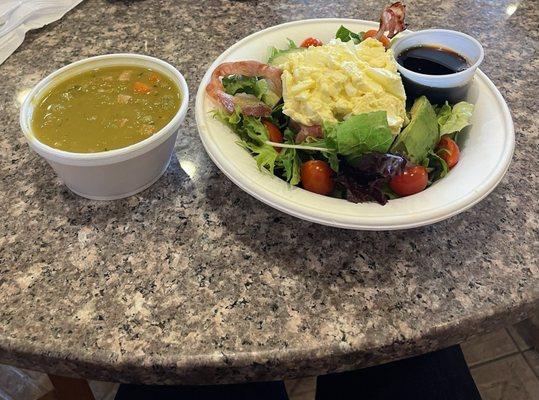 Split Pea soup and Egg Salad