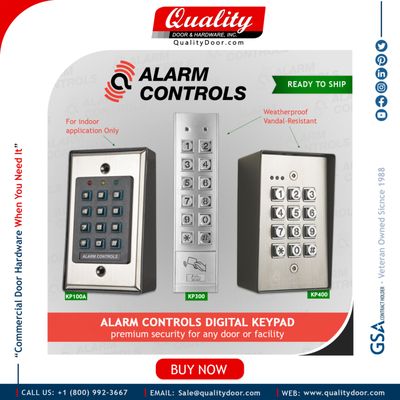 Alarm Controls keypads offer premium security for any door. It's an easy way to ensure only the proper personnel have access to an area.