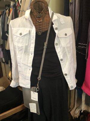 Cutest little linen short waisted jacket and NWT Theory cross body