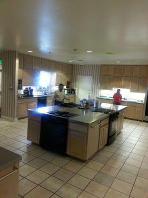 Kitchen to share... A few stoves and community and private spaces and fridge to have your food