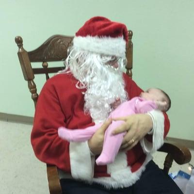 Hal filling in for Santa at Kennedale First United Methodist Church.