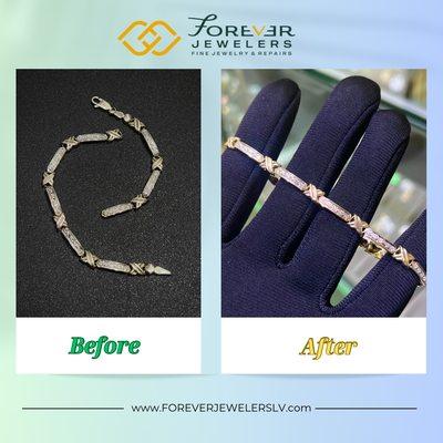 A beautiful piece that was unfortunately broken, was fortunately sent over to our skillful craftsmen to restore with our jewelry repair serv