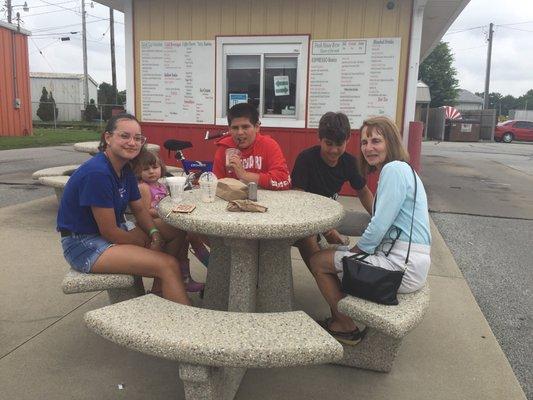 Eating area outside.