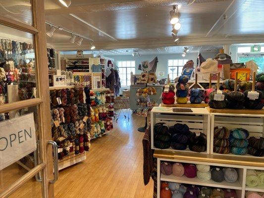 Welcome to Entwined! We have a wide variety of yarn in many fibers and weights, as well as hooks, needles, notions, and more!