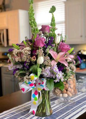 Christopher my Nephew loved his birthday flowers. The arrangement was beautiful! I added a pic. Thank you thank you.