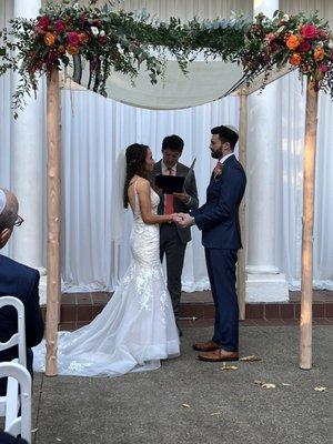 Outdoor ceremony space. If you zoom out there would be lots of greenery and landscaping