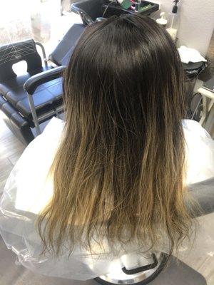 Before the ombré Balayage