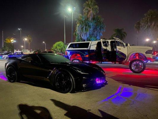 Full customized LED lighting placement installed on the Z06 and Rambunctious