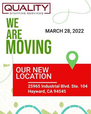 New Location Notice 
Moved from Hesperian Blvd to Industrial Blvd In the Starbucks Shopping Center