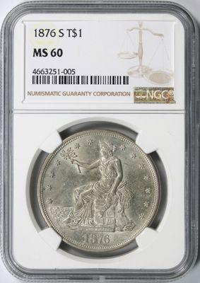 1876-S Trade Silver Dollar $1 NGC MS60