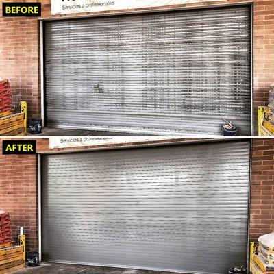 commercial rolling steel overhead door before and after