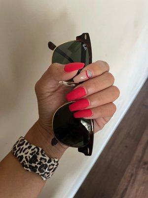 Matte acrylic nail design