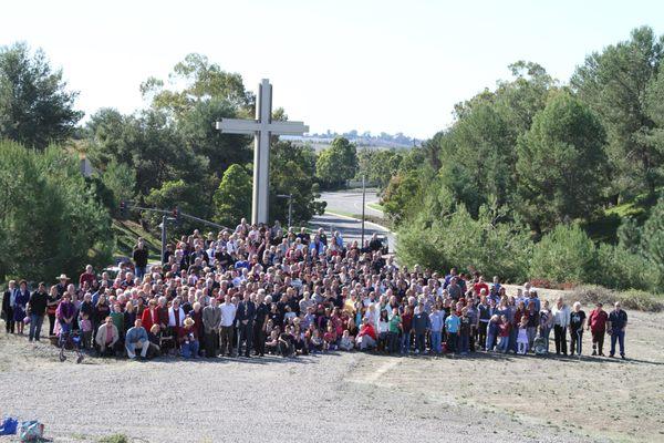 Lighthouse worshipers gathered at the cross for our church's 50th anniversary celebration