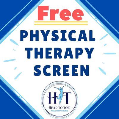 We are offering FREE physical therapy screens!  Not sure whether PT is right for you or how PT can help you Contact us to learn more!