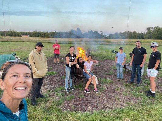 Youth Group camp fire at the farm!