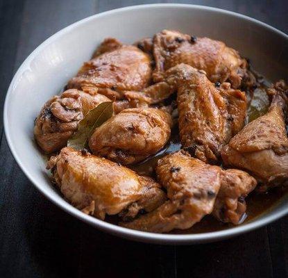 ADOBO CHICKEN 
 the sauce alone will make your heart beat faster to grab more rice!