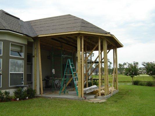 St Johns County Fl Screen Room Addition 32259 During Framing