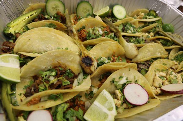 Beef,  Pulled Pork,  Steak,  and Chicken Tacos