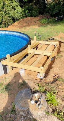 Above ground poolside small deck build