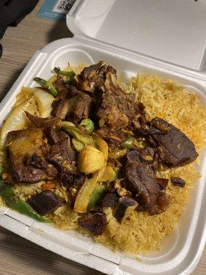 Goat and veggies with rice