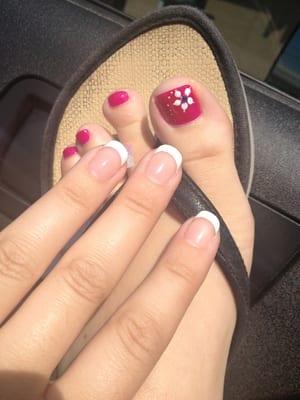 Shellac French mani an pedi with design!