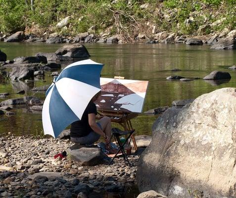 Plein air painting down by the water by Shenandoah Art Destination student