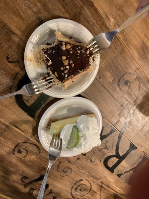 Peanut butter pie and key lime pie