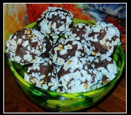 "Puffles" - chocolate truffles rolled in flavored popcorn. A Wish Pops original.