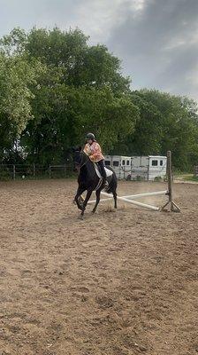 Boomer and my daughter practicing outside