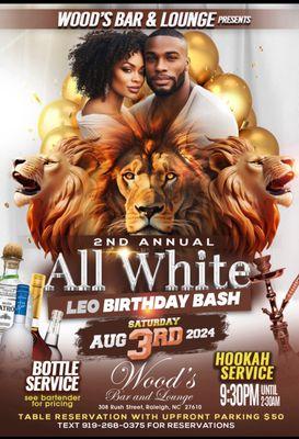 All White Party Saturday August 3rd.