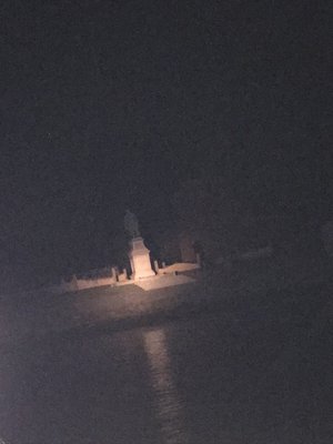 Object seen from boat on The Jamestown Island. Park closed at night