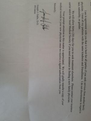 Letter from Gallo