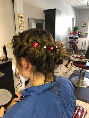 Graduation and prom hair styles.