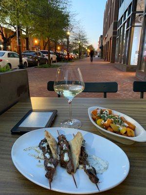 Lamb skewers and roasted veggies