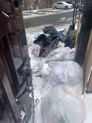 Trash on the floors by the compactor