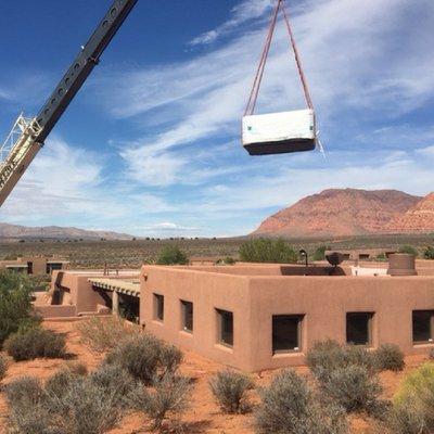 Crane delivery in Kayenta, Ivins Utah.