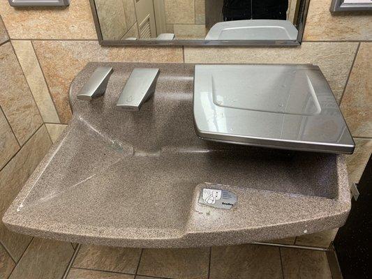 High tech sink: soap, faucet, and dryer all at the sink