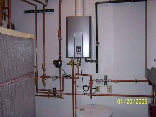 Tank less on demand hot water heater.