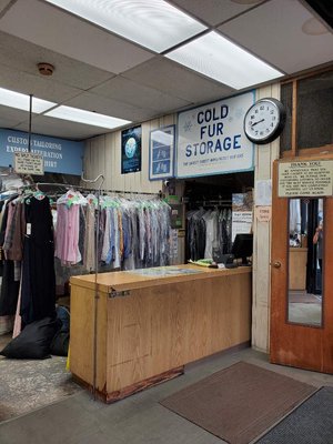 Inside the dry cleaners