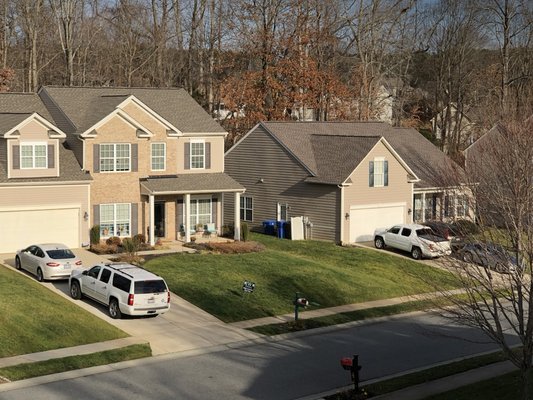 Rooftop view two new roofs from JW Services Inc of NC Mooresville NC--GAF Master Elite