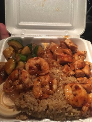 Shrimp and chicken with fried rice