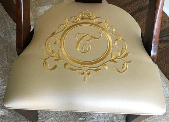 Monogrammed chair seat