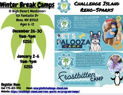 Winter Break 2022/2023 camps!