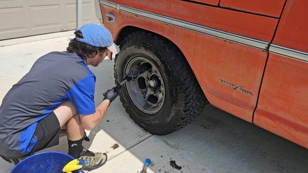 Working hard on getting some old wheels looking new again.