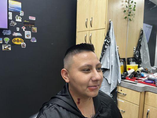 Razor fade, comb over with lineup