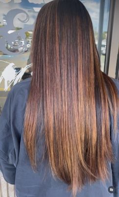 Recent photo of my hair Oct. 2023 Kimmy did highlights / balayage and a toner.