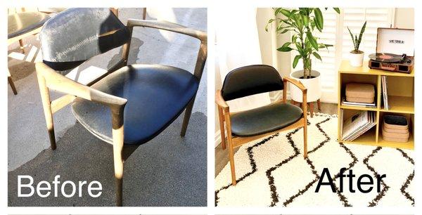 Before and after of mid-century chair