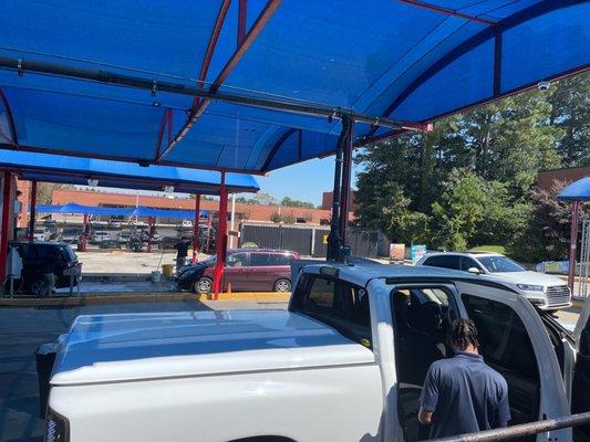 Truck washing time.