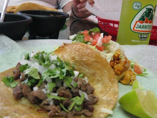 Steak taco & chicken some' (kinda like an English muffin) ..relaxing Sunday lunch.