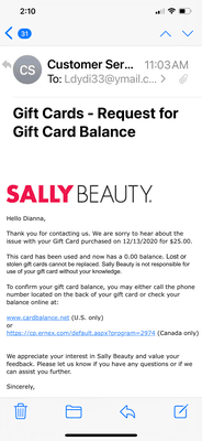 Never buy a Sally gift card - they will steel your money!